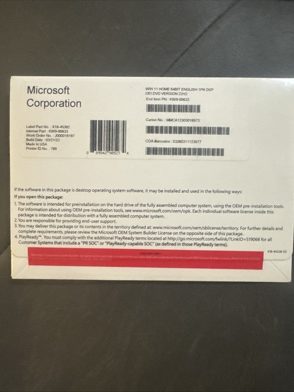 MICROSOFT WINDOWS 11 1PK INSTALL DVD