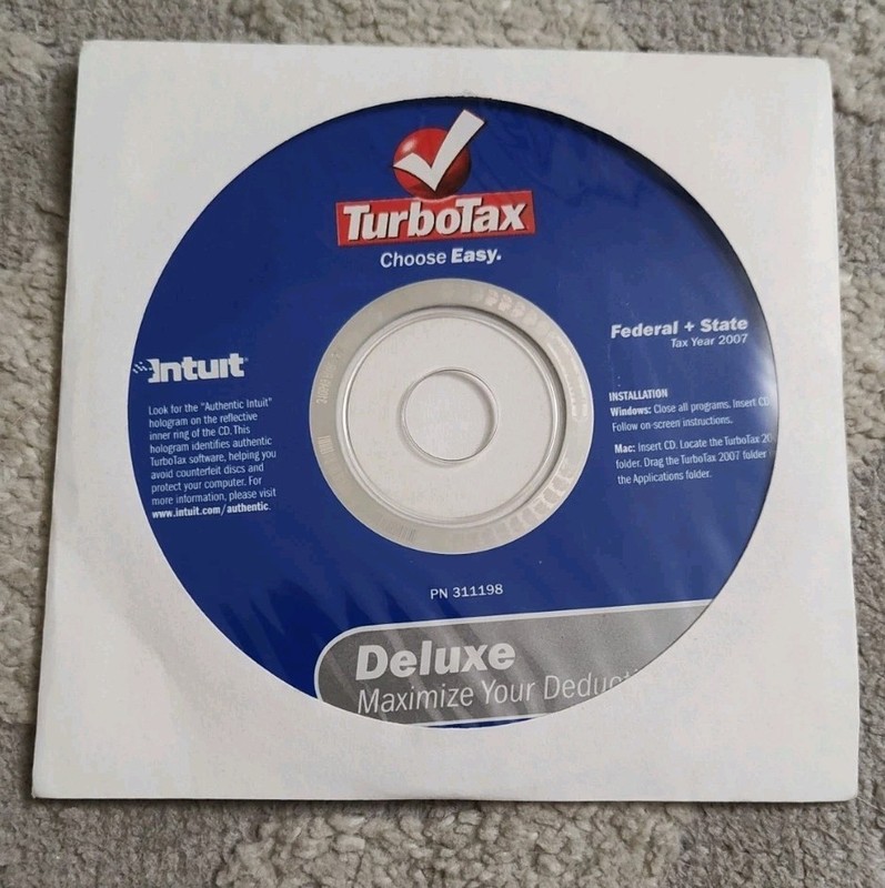 Intuit TurboTax Deluxe Tax Preparation CD Windows & Mac Federal & State 2007