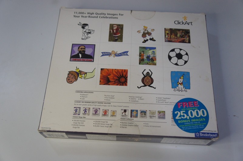 PC Big Box Broderbund Deluxe PrintShop Essentials ClickArt Celebrations Holidays gallery