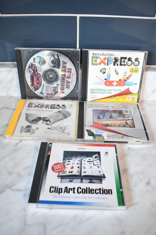 Lot of 4 Arts & Letters: Express Art Thing Picture Perfect PC CD + Clip Art CD