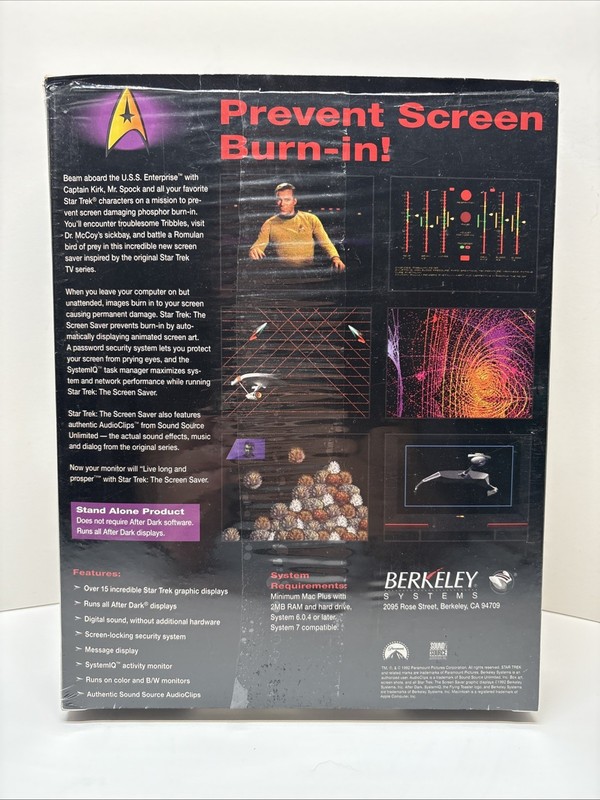 Star Trek Screen Saver Macintosh 3.5" Disk 1992 big box After Dark gallery