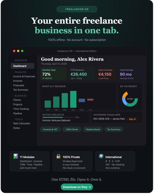 Freelancer OS | All-in-One Freelancer Tool | Invoices, Finance, Clients, Project gallery