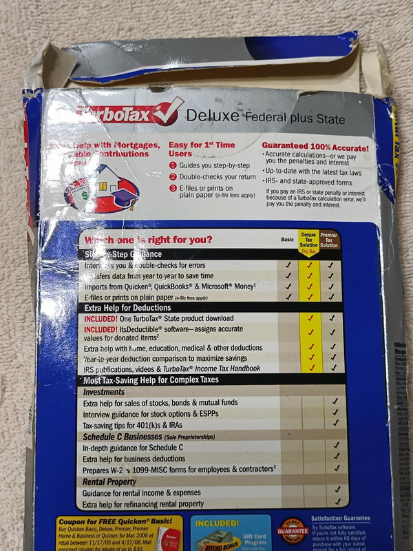 Intuit TurboTax Deluxe Federal and State - Tax Year 2005 - Fast Shipping gallery