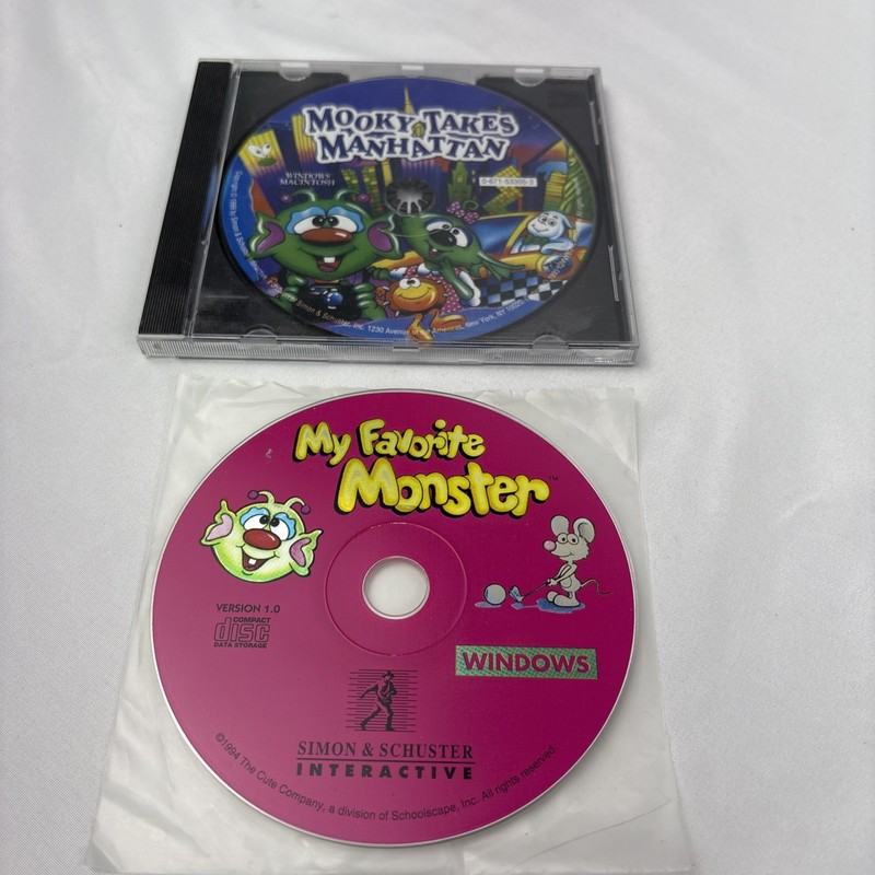 Mooky Takes Manhattan & My Favorite Monster Computer Software PC CD Rom-RARE