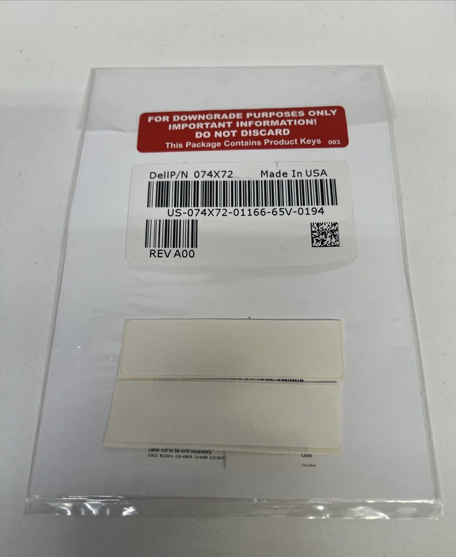 Microsoft Windows Server 2012 / 2008 / R2 Standard Downgrade Kit 074X72