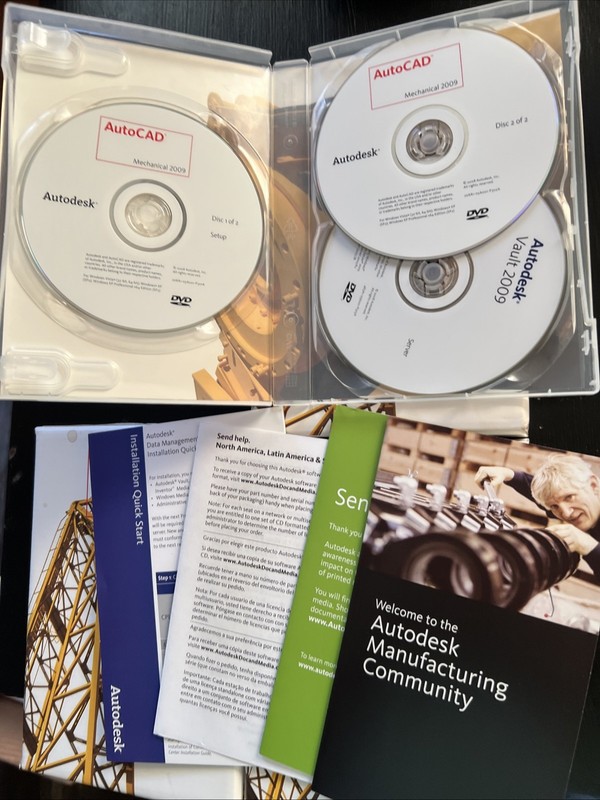 Autodesk AutoCAD LT 2009 Lot (3) +AutoCAD Mechanical 2009 Complete Disks, Docs gallery