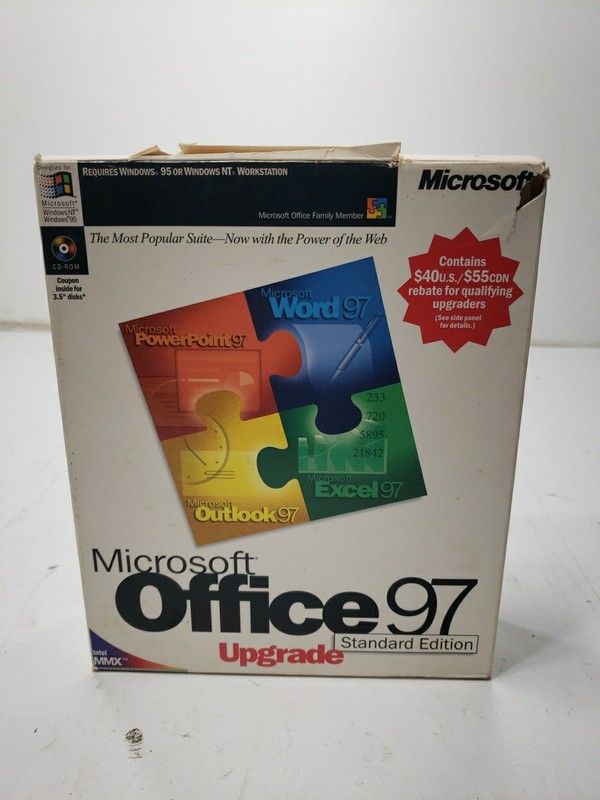 Vintage Microsoft Office 97 Standard Upgrade Sealed CD-ROM Manuals Box gallery