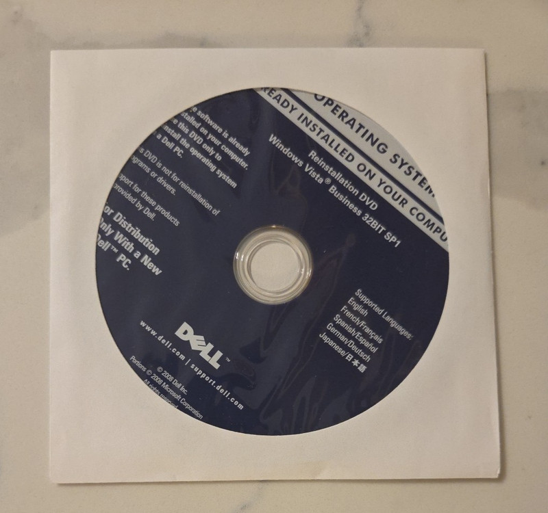 Dell Windows Vista Business 64Bit SP1 Reinstallation Disk P/N 0F655D, H207H