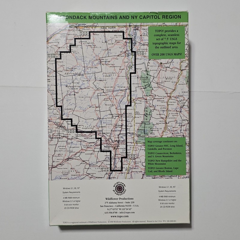 Topo interactive maps on CD rom Adirondack Mountains & NY Capitol Region gallery