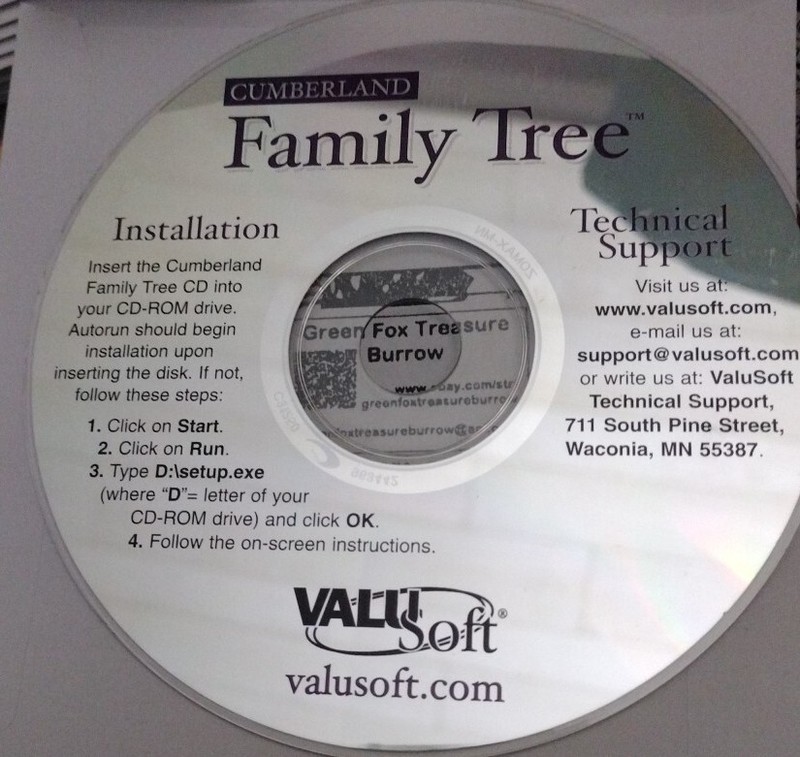 Cumberland Family Tree (Disc only, 1996) PC Valusoft