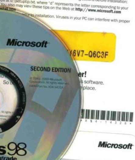 MS Windows 98 2nd Upgrade PC CD desktop graphical interface OS operating system!