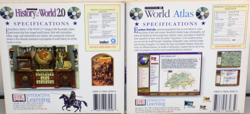 HISTORY OF THE WORLD & WORLD ATLAS PC CD ROM LOT DK EYEWITNESS (WINDOWS 95/98) gallery