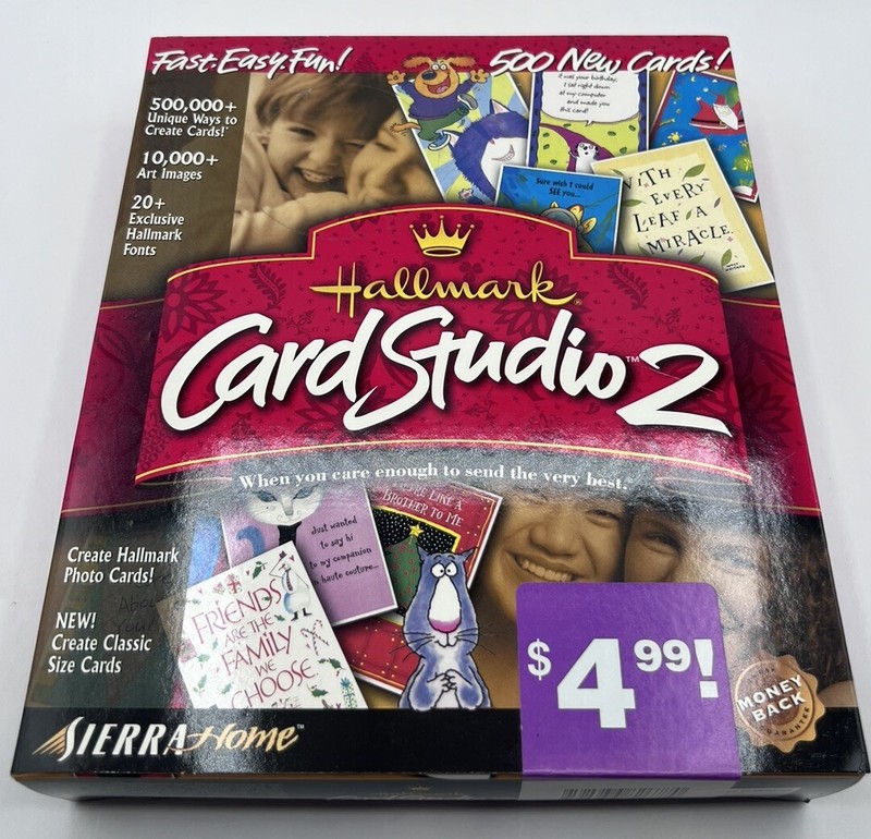 Sierra Home Hallmark Card Studio 2 Deluxe CD Set Windows 95/98 PC Vintage 2000