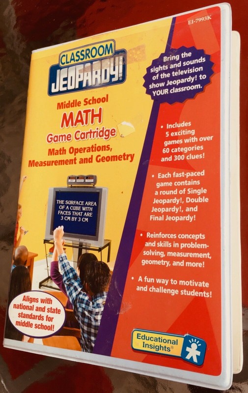 Classroom Jeopardy Middle School Math cartridge & CD Rare OOP Geometry Education