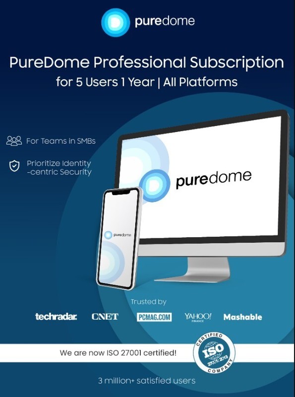 PureDome Professional Subscription for 5 Users 1 Year All Platforms