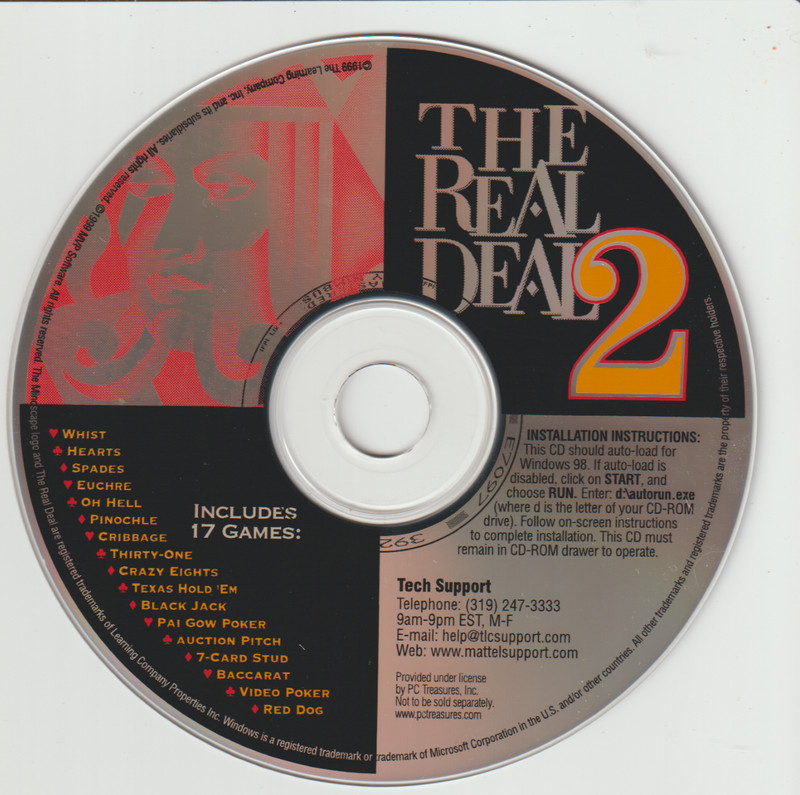 The Real Deal 2 – 17 Classic Card Games PC CD-ROM Mindscape Windows 95/98