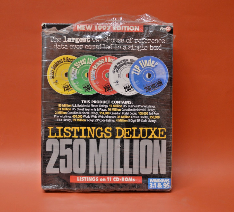1997 Mega Rare Usa 250 Millions Listings Deluxe On 11 Cd Roms By Acxiom Co Procd
