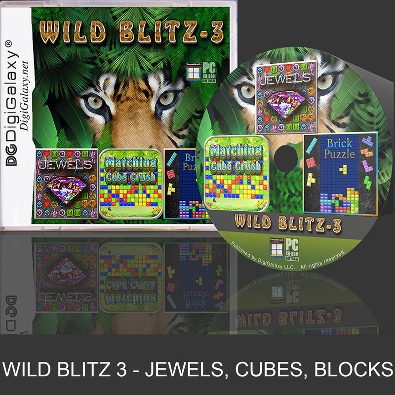 WildBlitz 3 Games – Cube Crush, Jewel Blast, Brick Puzzle (Windows or Mac)