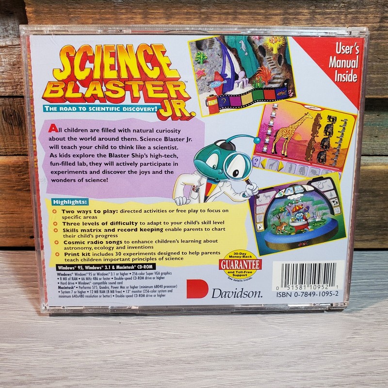 Davidson Science Blaster Jr CD-ROM PC Win Mac Age 4-7 Scientific Homeschool 1997 gallery