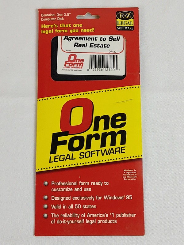 Vintage One Form EZ Legal Software Agreement To Sell Real Estate 3.5 Floppy Disk