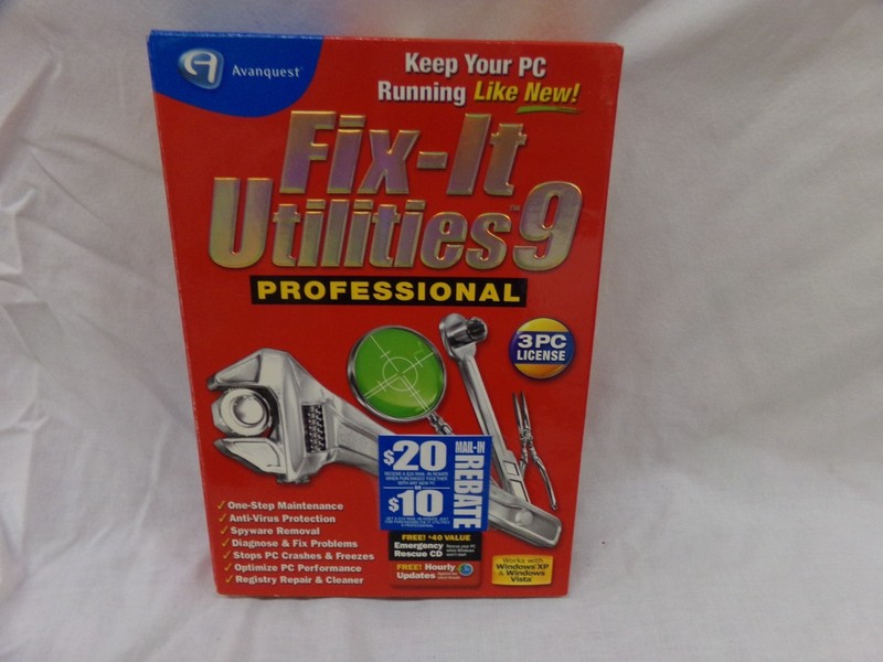Fix-It Utilities 9 Professional PC Maintenance Windows XP & Vista AVANQUEST NEW