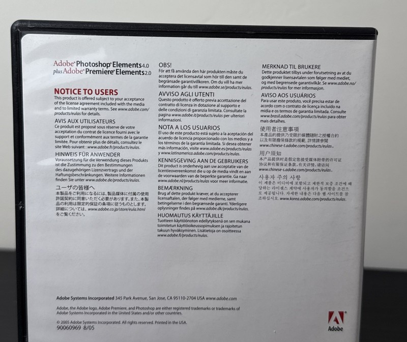 Adobe Photoshop Elements 4.0 & Adobe Premiere Elements 2.0 (PC, 2005)w/ Serial # gallery
