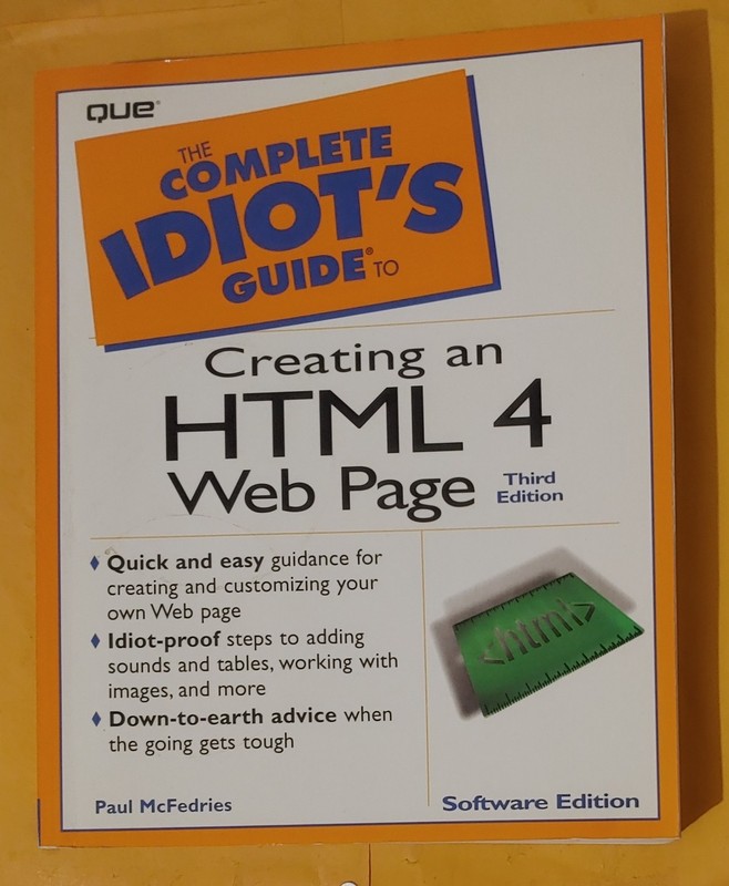 Vintage QUE Complete Idiot's Guide HTML 4 3rd Edition Book & CD-ROM by McFedries