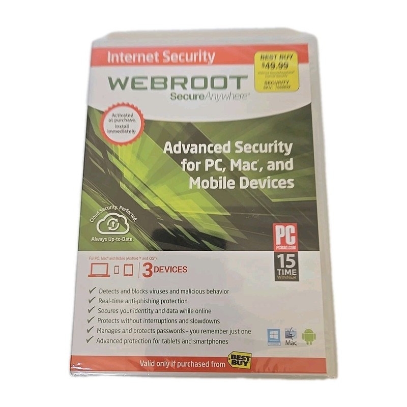 Webroot Secure Anywhere Internet Security 3 Devices PC MAC Mobile Sealed New gallery