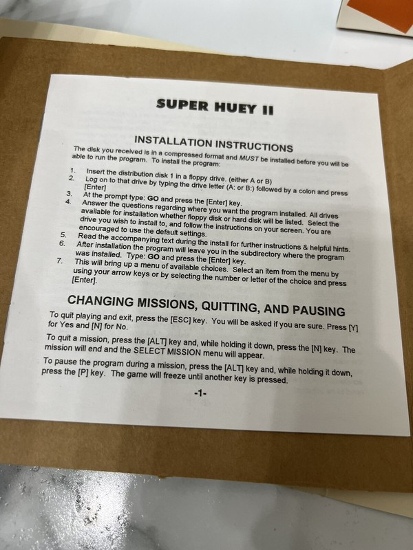 Super Huey II Helicopter Flight Simulator Celery Software 3 1/2” Disk IBM DOS gallery