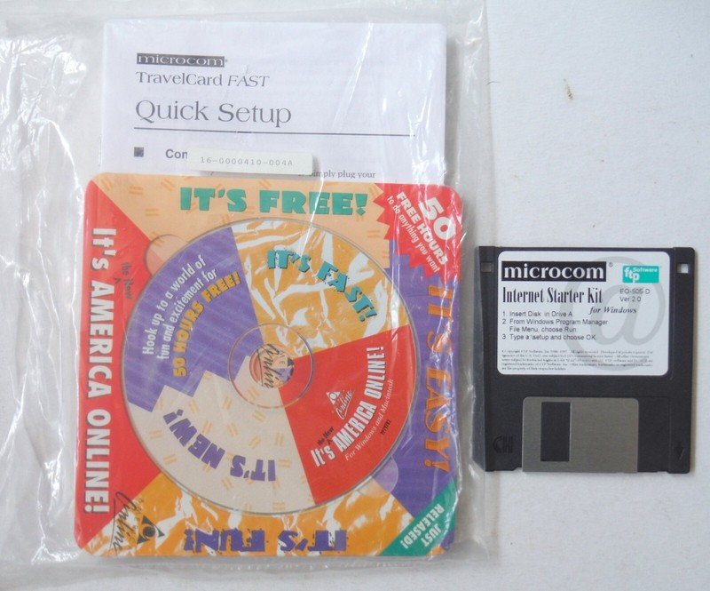Vintage Microcom Internet Starter Kit 2.0 Windows Disc & AOL Starter disc D7285