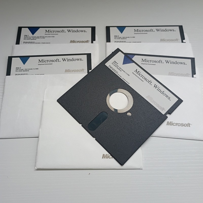 Microsoft Windows Graphical Environment Software DOS 5.25 Floppy Disks Vintage gallery