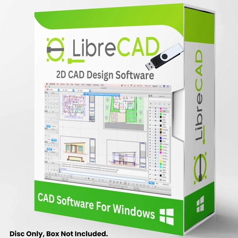 Libre Cad 2D – Computer Aided Design CAD Software Package for Windows on CD