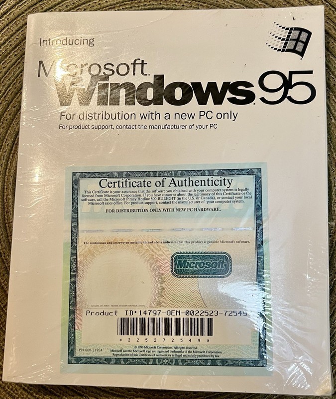 Windows 95 CD-ROM Setup Boot Disk – “Distribution with a new PC only”