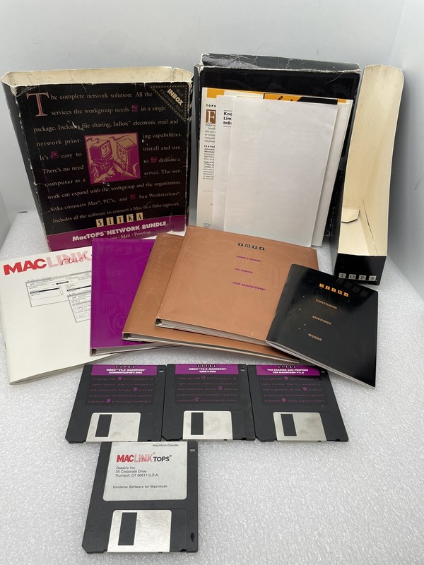 VINTAGE SITKA MACTOPS NETWORK BUNDLE FILE SHARING SOFTWARE V 3.0 COMPLETE ROUGH
