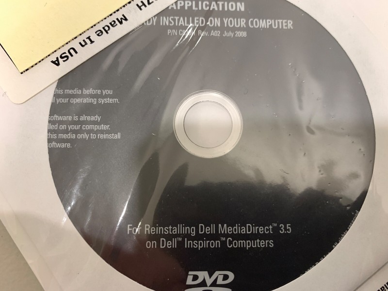 Dell Applications DVD P/N C820H Rev A02 July 2008 MediaDirect 3.5 For Inspiron