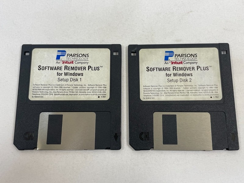 Vintage 1996 Parsons Technology Software Remover Plus for Windows 3.5″ Floppy