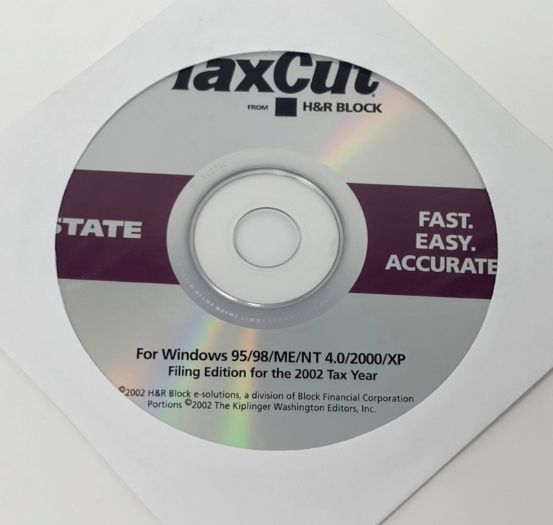 TaxCut from H&R Block State Federal 2002 Tax Year Windows Software CD Disc Only