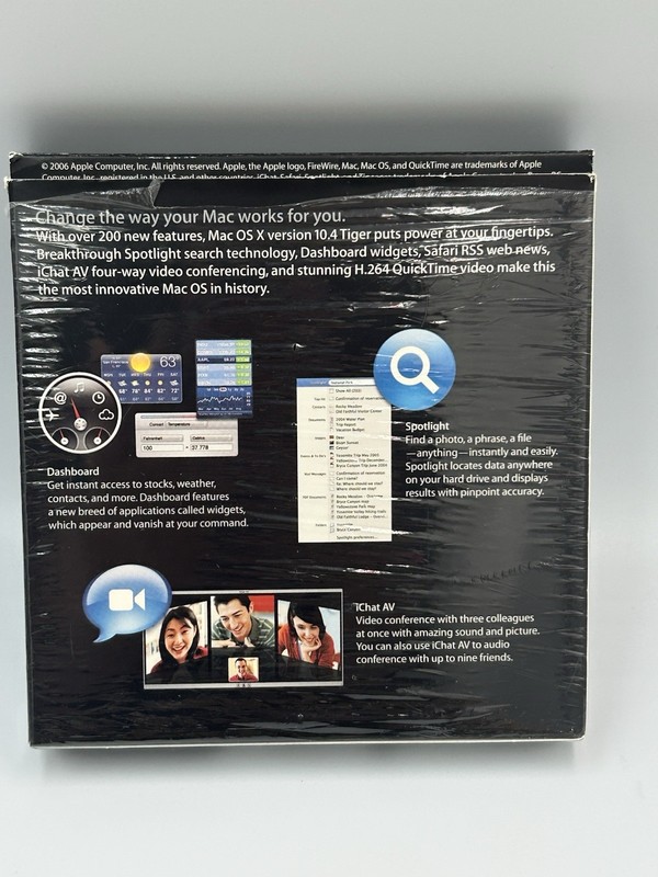 Apple Mac OS X Tiger 10.4 Retail Box OEM with iWork Trial Install Disk New Open gallery