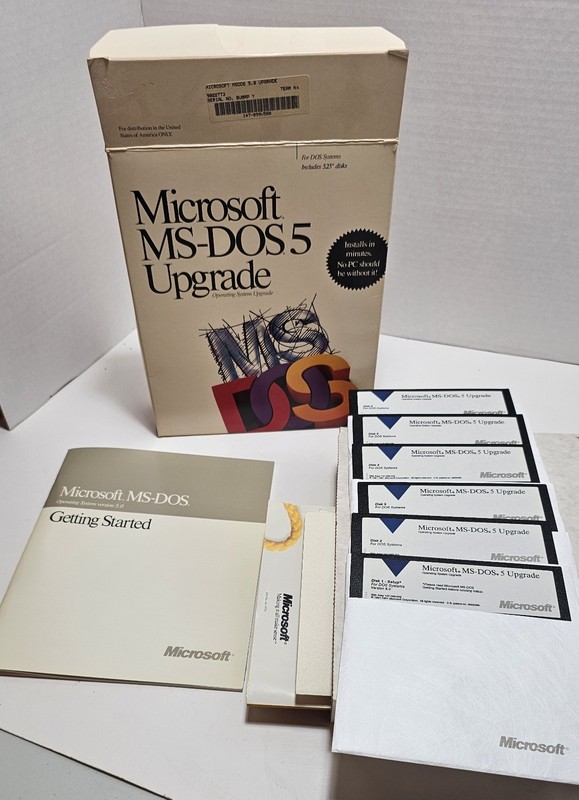 Microsoft MS-DOS 5 Upgrade PC 5.25″ Floppy Software