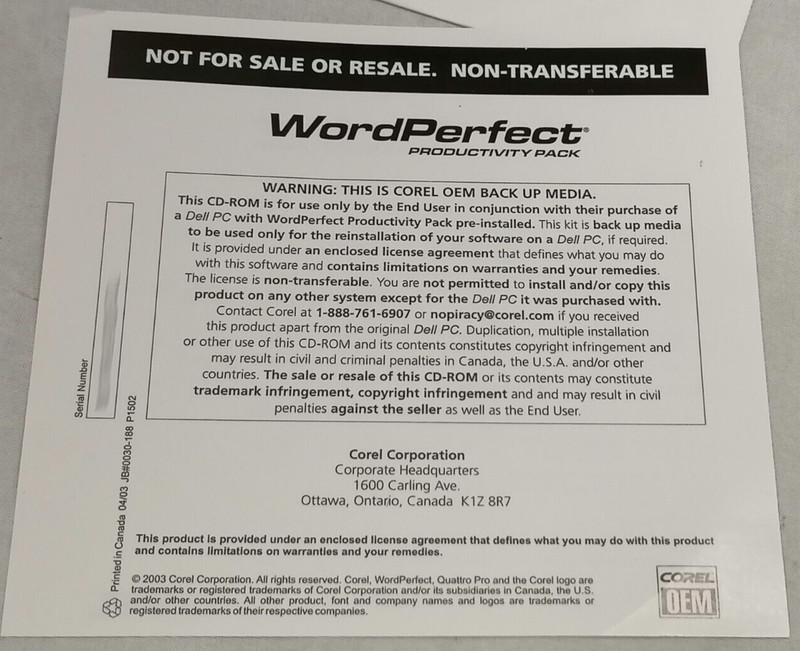 Corel WordPerfect Productivity Pack Disc Set P/N: 980298 gallery