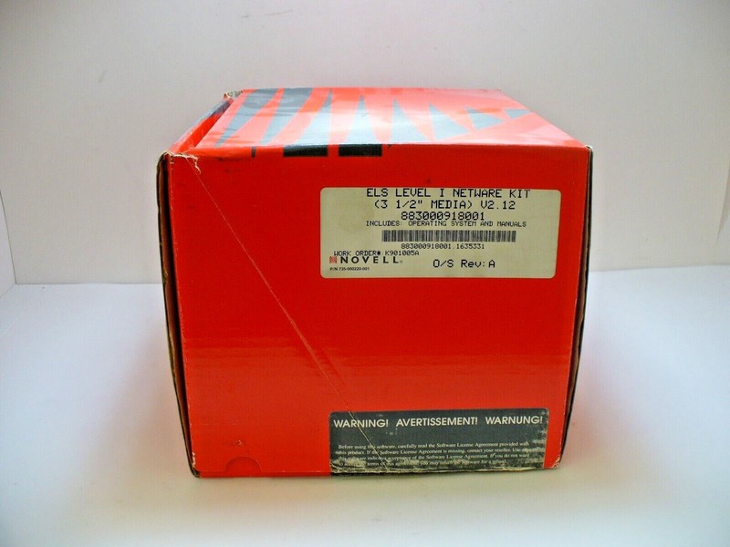 Vintage ELS Level 1 Netware Kit v2.12 by Novell Operating System Floppy & Books