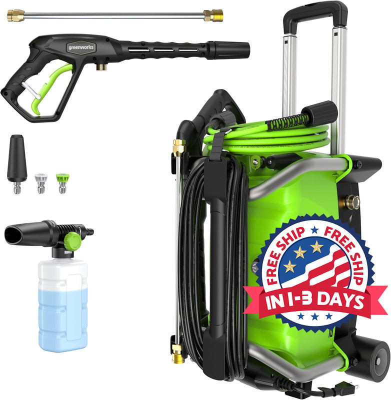 Hidrolavadora eléctrica compacta de 2100 PSI (certificación SGS), 1,2 GPM y 13 A