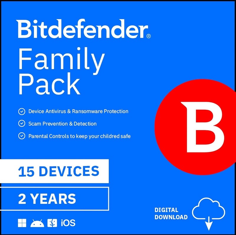Bitdefender Family Pack for 15 Devices / 2 Years. USA Only . Fast Felivery