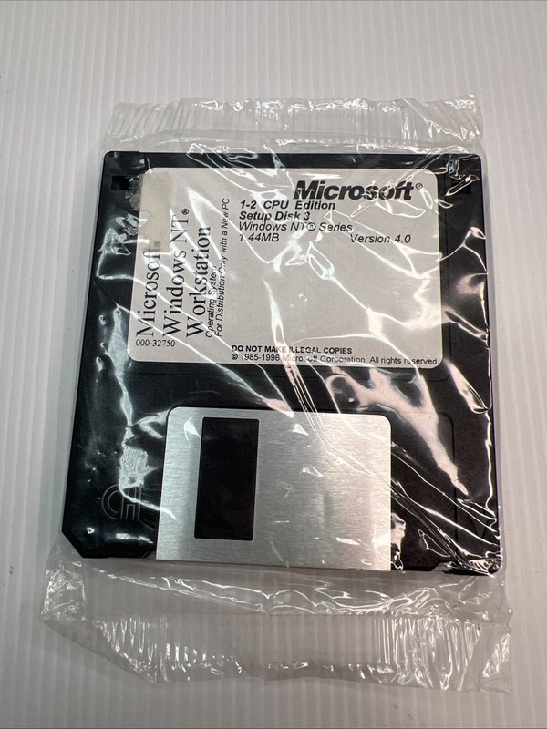 Microsoft Windows NT 4.0 Workstation 1-2 CPU Edition Floppy Disk set 1-3 Sealed