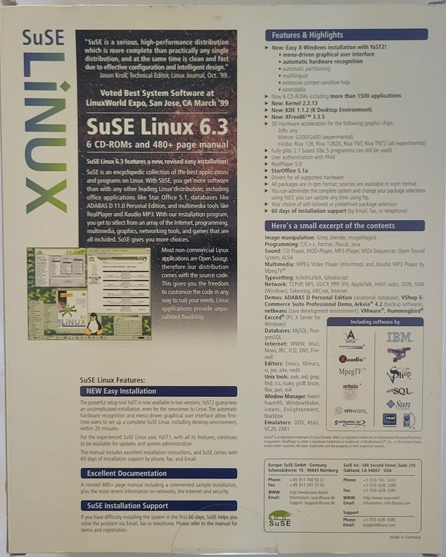 SuSE Linux 6.3 Operating System - Released in November 1999 gallery