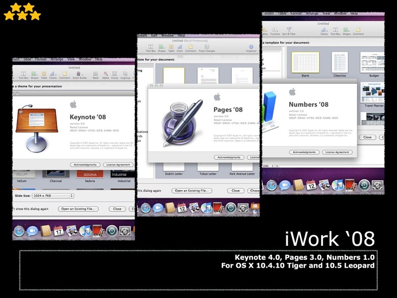 iWork '08 (Pages, Numbers and Keynote App) USB Full installer for Apple Mac OS X gallery