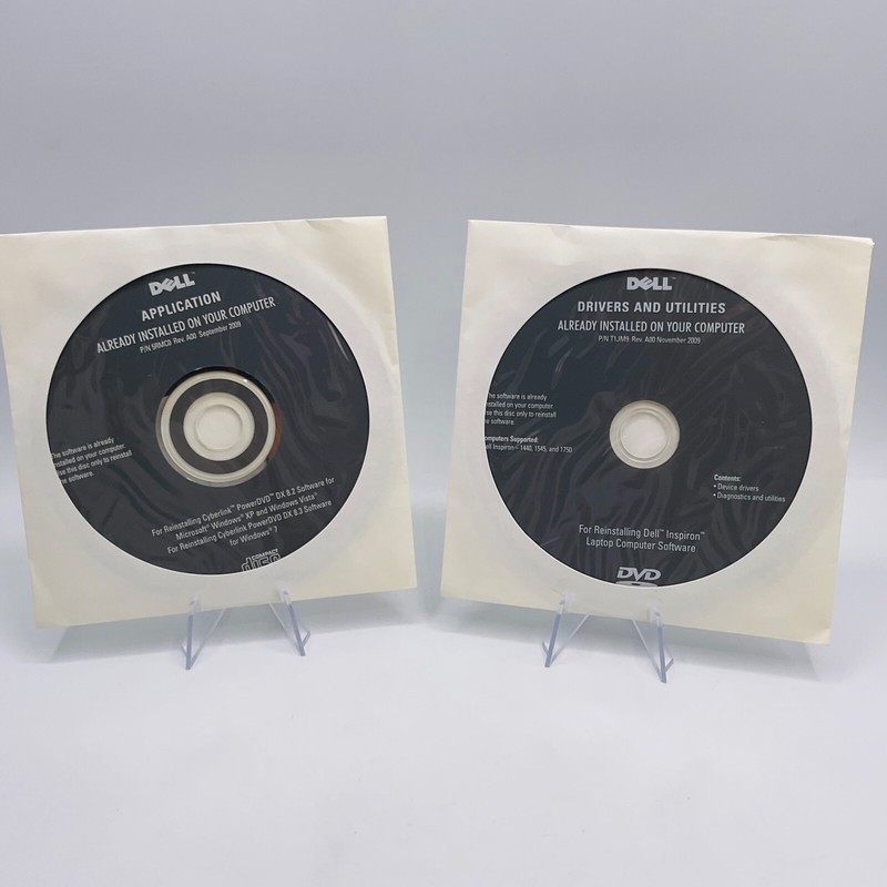 Dell Software Lot of 2 Application Drivers Utilities 2009 Reinstalling Discs NEW
