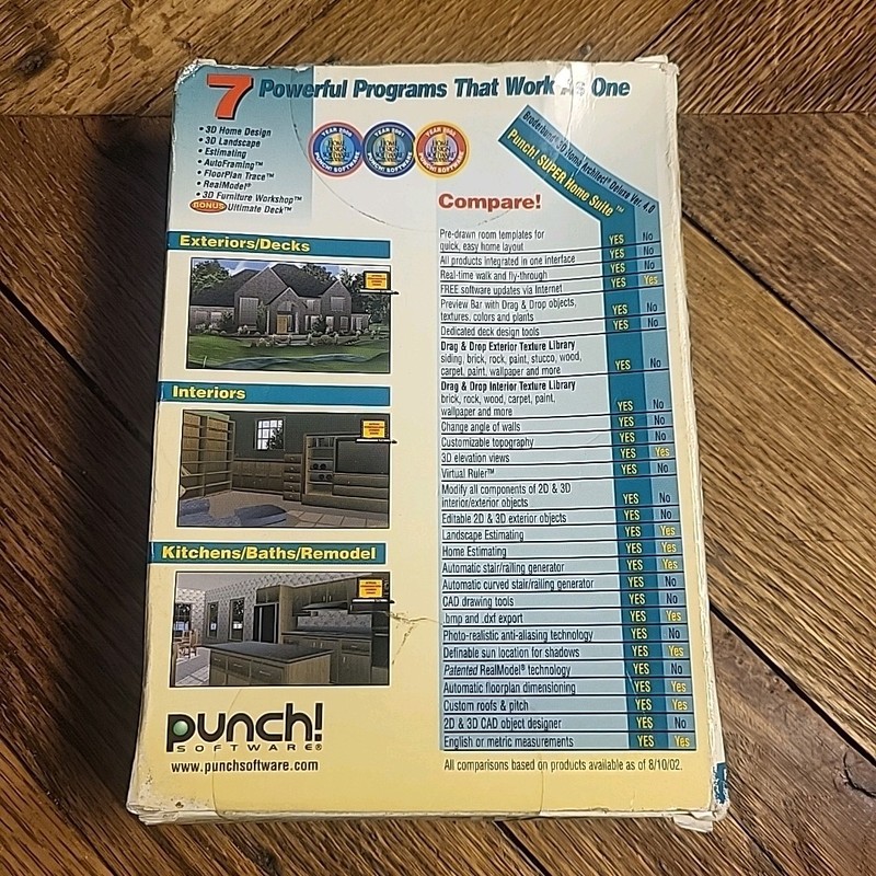 Punch! Super Home Suite PC CD-ROM 2003 7-in-1 design landscape furniture 3D gallery
