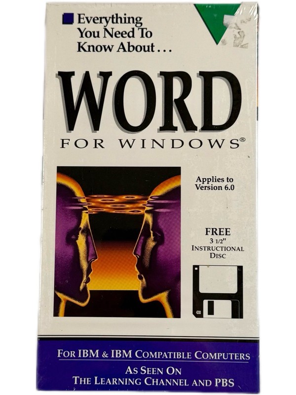 Sealed vintage instructional software for Microsoft Word for Windows 6.0