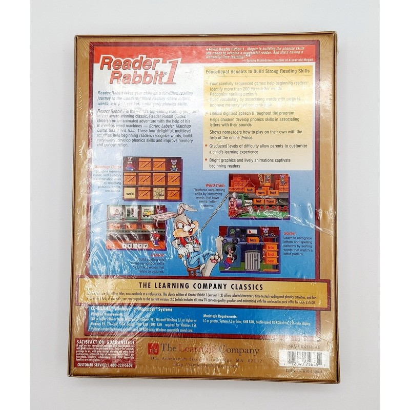Reader Rabbit 1 Deluxe PC CD kids learn to read words phonics 1st Grade Sealed gallery